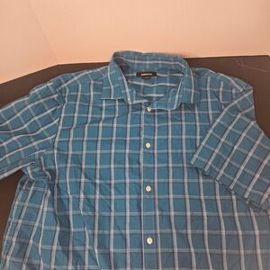 Claiborne Teal Plaid Button-Up Shirt